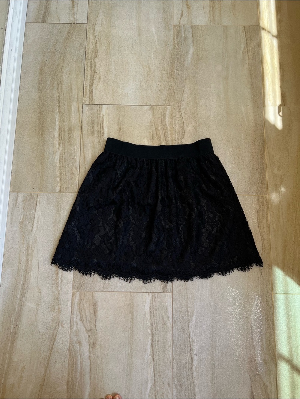 Ultra Pink Black Lace Skater Skirt